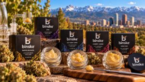 Open jar of binske cold cure live hash rosin with a creamy, badder-like texture