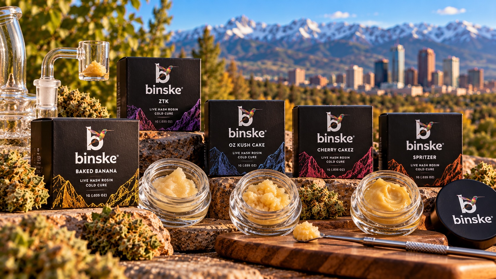 Open jar of binske cold cure live hash rosin with a creamy, badder-like texture